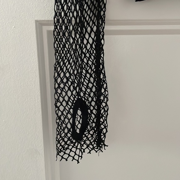 Zara Y2K Goth Nylon Turtleneck with Fishnet Sleeves, size Small - Picture 2 of 4